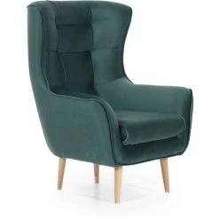 LES TENDANCES Fauteuil Bergère Velours Noir Capitonné Lazza 80 Cm -Pas Cher Fauteuil Magasin 56702266 4