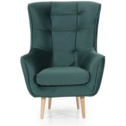 LES TENDANCES Fauteuil Bergère Velours Noir Capitonné Lazza 80 Cm -Pas Cher Fauteuil Magasin 56702266 5