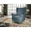 LES TENDANCES Fauteuil Tissu Bleu Clair Capitonné Lizzi 85 Cm