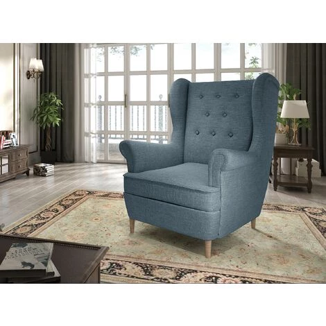 LES TENDANCES Fauteuil Tissu Bleu Clair Capitonné Lizzi 85 Cm 3 LES TENDANCES Fauteuil Tissu Bleu Clair Capitonné Lizzi 85 Cm