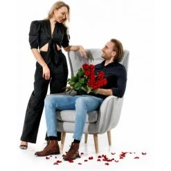 LES TENDANCES Fauteuil Bergère Velours Rose Capitonné Lazza 80 Cm -Pas Cher Fauteuil Magasin 56702285 3