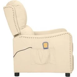 Fauteuil De Massage Inclinable Crème Tissu VidaXL -Pas Cher Fauteuil Magasin 56853304 3