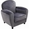 Paris Prix - Fauteuil Club En Velours "timber" 85cm Gris -Pas Cher Fauteuil Magasin 57075398 1