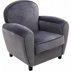 Paris Prix - Fauteuil Club En Velours "timber" 85cm Gris