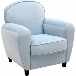 Paris Prix - Fauteuil Club En Velours "timber" 85cm Bleu