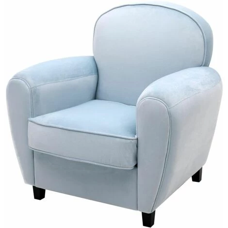 Paris Prix - Fauteuil Club En Velours "timber" 85cm Bleu 4 Paris Prix - Fauteuil Club En Velours "timber" 85cm Bleu – Image 2