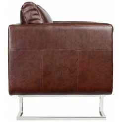 NOVA Fauteuil Cube Avec Des Jambes Chromées Et Du Cuir Artificiel Marron Fauteuil Cube Avec Pieds Chromés Marron Similicuir -Pas Cher Fauteuil Magasin 57092387 3
