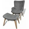NOVA Fauteuil Avec Une Brèche Et Des Reproches En Bois Gris Fauteuil Avec Repose-pied Gris Tissu -Pas Cher Fauteuil Magasin 57094239 1