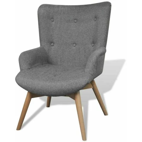 NOVA Fauteuil Avec Une Brèche Et Des Reproches En Bois Gris Fauteuil Avec Repose-pied Gris Tissu 4 NOVA Fauteuil Avec Une Brèche Et Des Reproches En Bois Gris Fauteuil Avec Repose-pied Gris Tissu – Image 2