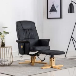 NOVA Affichage De Massage Et Cuir En Cuir En Cuir Plaques De Cuir En Cuir Diverses Couleurs Fauteuil De Massage Avec Repose-pieds Noir Similicuir Couleur : Noir