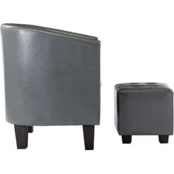 NOVA Pozzetto Fauteuil Avec Reprenages écologiques En Fauteuil Fauteuil Avec Repose-pied Gris Similicuir Couleur : Gris -Pas Cher Fauteuil Magasin 57097492 4