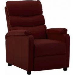 NOVA Fauteuil Recondable En écot-chaise De Relaxation De Peuple Diverses Couleurs Fauteuil Inclinable Rouge Bordeaux Similicuir Couleur : Vin Rouge