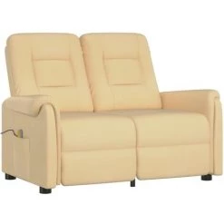 Fauteuil Inclinable à 2 Places Tissu Microfibre Crème VidaXL -Pas Cher Fauteuil Magasin 57131692 2
