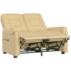 Fauteuil Inclinable à 2 Places Tissu Microfibre Crème VidaXL -Pas Cher Fauteuil Magasin 57131692 4