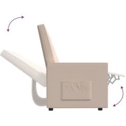 Fauteuil Inclinable à 3 Places Tissu Crème VidaXL -Pas Cher Fauteuil Magasin 57131817 5