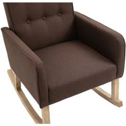 CLP Chaise à Bascule Dream En Tissu Pieds En Bois De Chêne Marron -Pas Cher Fauteuil Magasin 57138042 5