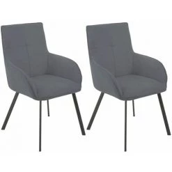 ALTOBUY CATILA - Lot De 2 Fauteuils Gris Piètement Gris Mat - Gris