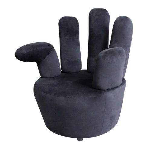 NOVA Fauteuil à Simple Style En Forme D'une Main De Salon Salon Studio Velvet Salle Chaise En Forme De Main Noir Velours 5 NOVA Fauteuil à Simple Style En Forme D'une Main De Salon Salon Studio Velvet Salle Chaise En Forme De Main Noir Velours – Image 3