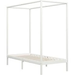 NOVA Lit Avec Canopée 2 Tiroirs En Bois De Pin Blanc Divers Dimensions Cadre De Lit à Baldaquin Avec 2 Tiroirs Blanc Pin 100x200 Cm Taille : 100x200 Cm -Pas Cher Fauteuil Magasin 57222209 3