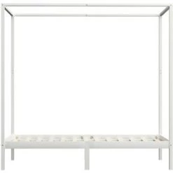 NOVA Lit Avec Canopée 2 Tiroirs En Bois De Pin Blanc Divers Dimensions Cadre De Lit à Baldaquin Avec 2 Tiroirs Blanc Pin 100x200 Cm Taille : 100x200 Cm -Pas Cher Fauteuil Magasin 57222209 5