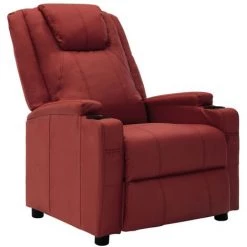 NOVA Chaise Relaxable Recluée En écot-piron Avec 2 Couleurs Différentes Fauteuil Inclinable Rouge Bordeaux Similicuir Couleur : Vin Rouge