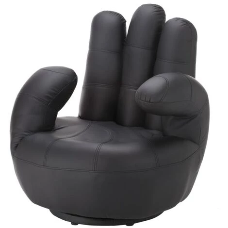 VENTE-UNIQUE.COM Fauteuil Main Pivotant CATCHY En Simili - Noir - Noir 4 VENTE-UNIQUE.COM Fauteuil Main Pivotant CATCHY En Simili - Noir - Noir – Image 2