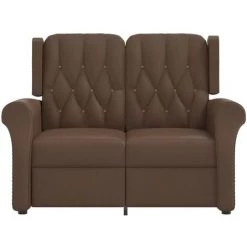 Fauteuil De Massage Inclinable 2 Places Similicuir Brillant Marron VidaXL -Pas Cher Fauteuil Magasin 57261424 4