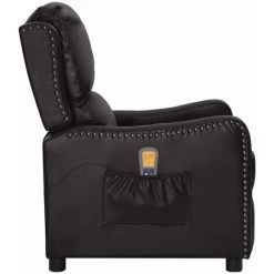 YOUTHUP Fauteuil De Massage Inclinable Noir Similicuir Brillant - Noir -Pas Cher Fauteuil Magasin 57493644 3