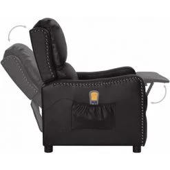 YOUTHUP Fauteuil De Massage Inclinable Noir Similicuir Brillant - Noir -Pas Cher Fauteuil Magasin 57493644 5