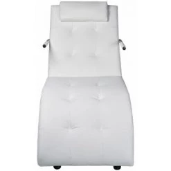 VidaXL Chaise Longue Avec Oreiller Similicuir Blanc - Blanc -Pas Cher Fauteuil Magasin 5756567 2