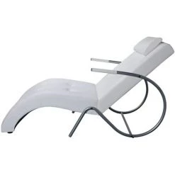 VidaXL Chaise Longue Avec Oreiller Similicuir Blanc - Blanc -Pas Cher Fauteuil Magasin 5756567 3