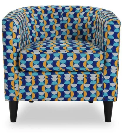 Versa Klee Fauteuil Pour Salon, Canapé Confortable, 62x60x60cm - Bleu, Jaune Et Blanc 5 Versa Klee Fauteuil Pour Salon, Canapé Confortable, 62x60x60cm - Bleu, Jaune Et Blanc – Image 3