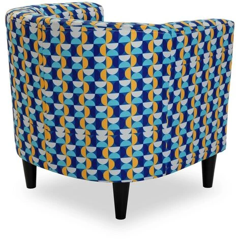 Versa Klee Fauteuil Pour Salon, Canapé Confortable, 62x60x60cm - Bleu, Jaune Et Blanc 6 Versa Klee Fauteuil Pour Salon, Canapé Confortable, 62x60x60cm - Bleu, Jaune Et Blanc – Image 4