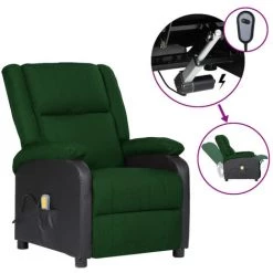 ASUPERMALL Fauteuil Inclinable De Massage Vert Foncé Similicuir Et Tissu