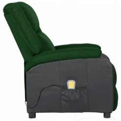ASUPERMALL Fauteuil Inclinable De Massage Vert Foncé Similicuir Et Tissu -Pas Cher Fauteuil Magasin 57734124 4