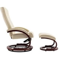 ASUPERMALL Fauteuil Inclinable Avec Repose-pied Crème Similicuir -Pas Cher Fauteuil Magasin 57734134 4