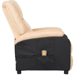 ASUPERMALL Fauteuil De Massage Inclinable Crème Similicuir Et Tissu -Pas Cher Fauteuil Magasin 57734162 3
