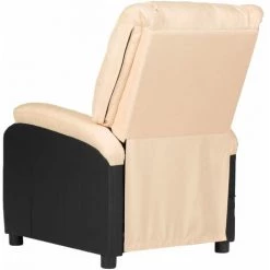 ASUPERMALL Fauteuil De Massage Inclinable Crème Similicuir Et Tissu -Pas Cher Fauteuil Magasin 57734162 4