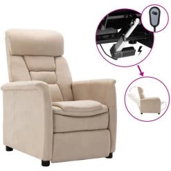 ASUPERMALL Fauteuil Inclinable électrique Crème Similicuir Daim