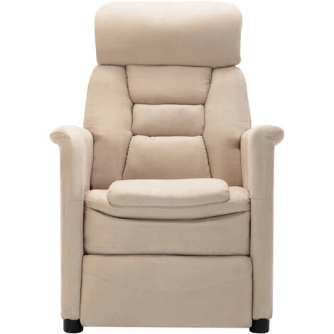 ASUPERMALL Fauteuil Inclinable électrique Crème Similicuir Daim 4 ASUPERMALL Fauteuil Inclinable électrique Crème Similicuir Daim – Image 2
