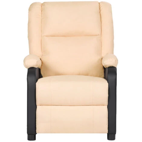 ASUPERMALL Fauteuil Inclinable De Massage Crème Similicuir Et Tissu 5 ASUPERMALL Fauteuil Inclinable De Massage Crème Similicuir Et Tissu – Image 3