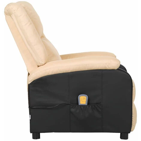 ASUPERMALL Fauteuil Inclinable De Massage Crème Similicuir Et Tissu 6 ASUPERMALL Fauteuil Inclinable De Massage Crème Similicuir Et Tissu – Image 4