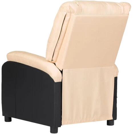 ASUPERMALL Fauteuil Inclinable De Massage Crème Similicuir Et Tissu 7 ASUPERMALL Fauteuil Inclinable De Massage Crème Similicuir Et Tissu – Image 5