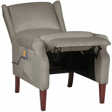 ASUPERMALL Fauteuil De Massage Inclinable Gris Clair Velours 5 ASUPERMALL Fauteuil De Massage Inclinable Gris Clair Velours – Image 3