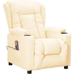 ASUPERMALL Fauteuil De Massage Inclinable Crème Similicuir