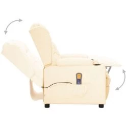 ASUPERMALL Fauteuil De Massage Inclinable Crème Similicuir -Pas Cher Fauteuil Magasin 57734794 4