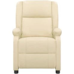 ASUPERMALL Fauteuil De Massage Inclinable Crème Cuir Véritable -Pas Cher Fauteuil Magasin 57734800 3