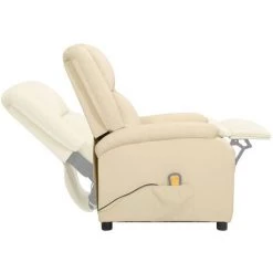 ASUPERMALL Fauteuil De Massage Inclinable Crème Cuir Véritable -Pas Cher Fauteuil Magasin 57734800 4