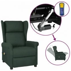 ASUPERMALL Fauteuil Inclinable De Massage électrique Vert Foncé Tissu