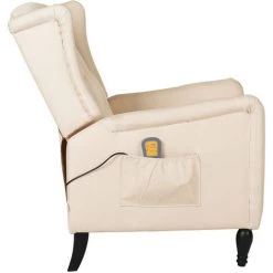 ASUPERMALL Fauteuil De Massage Inclinable Crème Tissu -Pas Cher Fauteuil Magasin 57735817 4